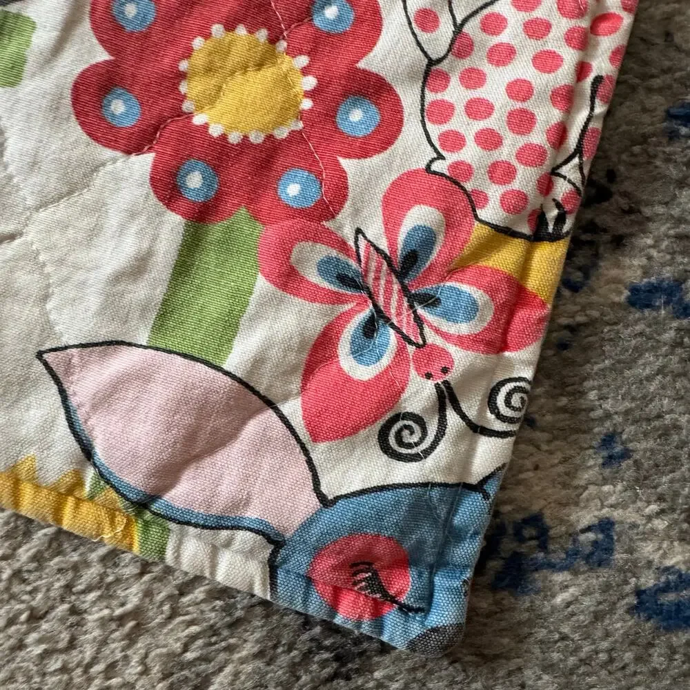 Vintage 1970s Kids Quilt Puppy Chicken Turtle Teddy Bear Doll Blanket 42
